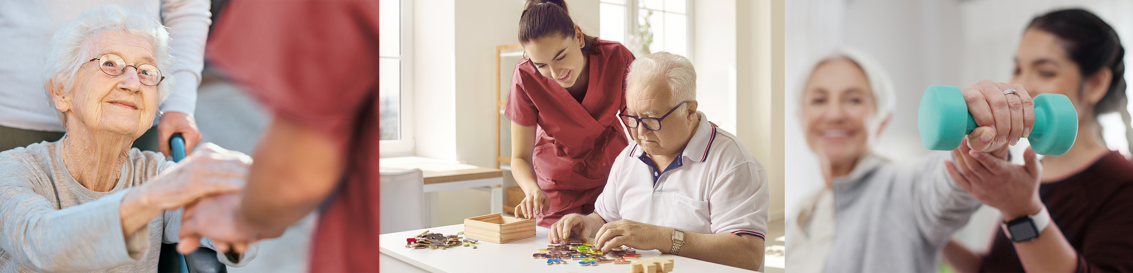 Kurzzeitpflege verschiedene Bilder zusammengefügt als Banner